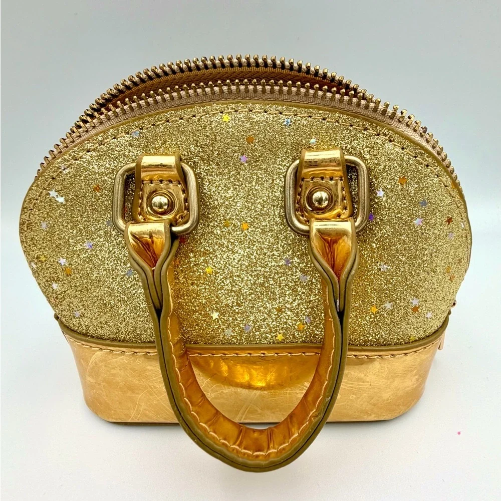 Sparkling Gold Kids Handbag with Top handles
